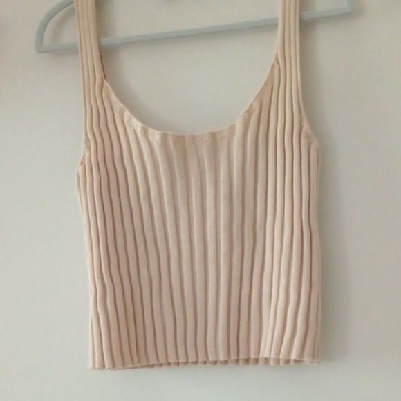 Cream Ribbed Tank Top - Picture 2 of 3